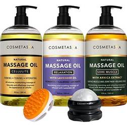 Cosmetasa Cellulite, sore muscle & lavender relaxation massage oils with roller massage