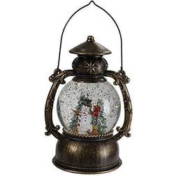 Northlight 8-Inch Black with Snowman Christmas Trees Snow Globe