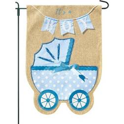 Baby banner baby boy garden flag, yard sign, car decoration blue carriage