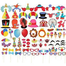 72-pack carnival circus selfie photo booth props party decoration backdrop