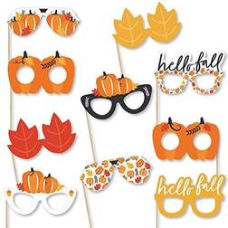 Fall Pumpkin Glasses Halloween or Thanksgiving Party Photo Booth Props Kit 10 Ct Orange Orange