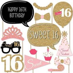 Sweet 16 birthday photo booth props kit 20 count