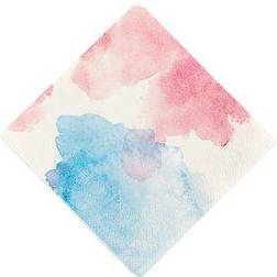 Fun Express Pink & blue watercolor beverage napkins, party supplies, 16 pieces