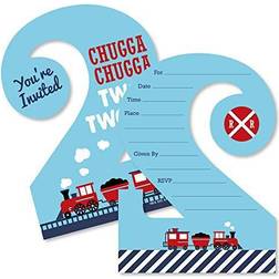 2nd birthday railroad party crossing shaped fill-in invites with envelopes 12 ct