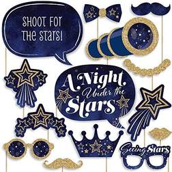 Starry skies gold celestial party photo booth props kit 20 count