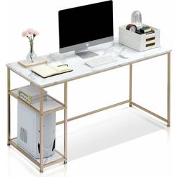 Ivinta Modern Computer with Shelves White Writing Desk 23.6x44.9"