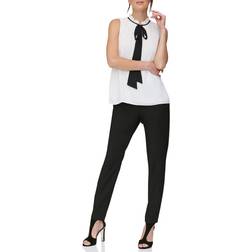 St. John Dkny Tie-Neck Peplum Blouse White/Black White/Black