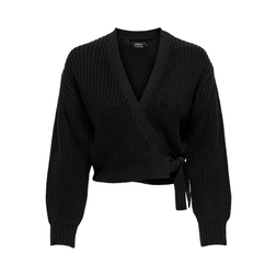 Only V-Neck Dropped Shoulders Knitted Cardigan - Black