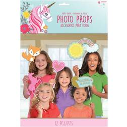 Amscan 399830 Fotorequisiten-Set Magical Unicorn Papier Plastik 12-teilig 49,5 x 35,5 cm