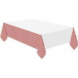 Unique Party Kunststoff-Tischdecke 2,13 m x 1,37m Rotes Gingham