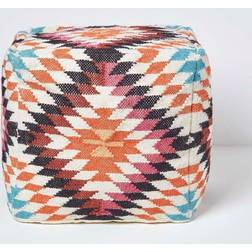 Homescapes Pink & Orange Kilim Footstool Pouffe