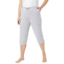 Dreams & Co Women's Knit Sleep Capri Plus Size - Heather Grey