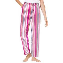 Dreams & Co Women's Knit Sleep Pant Plus Size - Sweet Coral Stripe