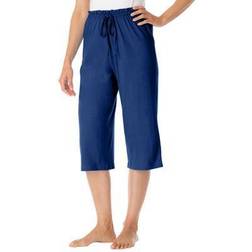 Dreams & Co Women's Knit Sleep Capri Plus Size - Evening Blue