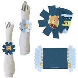 Baby boy teddy bear baby shower paper napkin holder napkin rings set of 24