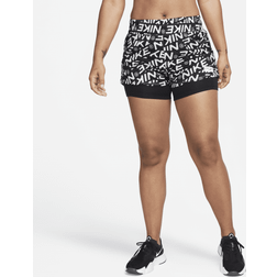 Nike Women's Dri-FIT One 2-In-1 Mid-Rise Shorts Photon Dust/Black