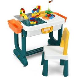 Topbuy kids 5-in-1 building block table w/chair top