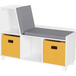 Book Nook Collection Cubby Storage Bench with 2 Bins Golden RiverRidge