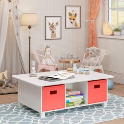 Home Kids 6 Cubby Storage Activity Table with 2pc Bin Set