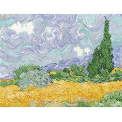 DMC 11.5"X9" 16 Count Van Gogh's A Wheatfield W/Cypresses Counted Cross Stitch Kit
