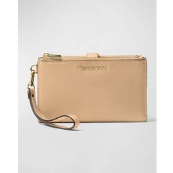 Michael Kors Adele Double-Zip Pebble Leather Phone Wristlet - Camel Camel