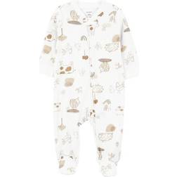 Carter's Baby Animals 2-Way Zip Cotton Blend Sleep & Play Pajamas - Ivory
