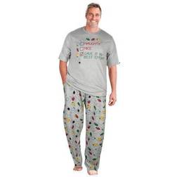 KingSize Men's Big & Tall Lightweight Cotton Novelty PJ Set in Naughty Nice Lights 5XL Pajamas