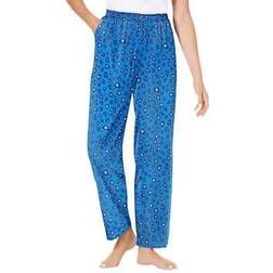 Dreams & Co Women's Knit Sleep Pant Plus Size - Pool Blue Animal