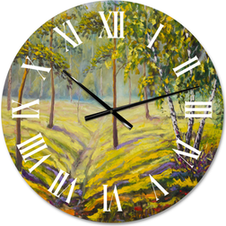 Design Art Pine Trees Bushes In The Forest II Traditional Wall Clock
