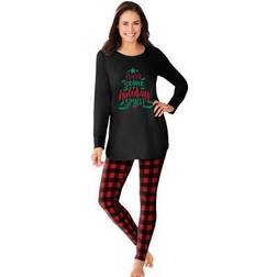 Plus Women's 2-Piece PJ Legging Set by Dreams & Co. in Red Buffalo Plaid Size 3X Pajamas