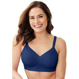 Catherines Plus Women's Wireless Back Smoothing Bra in Evening Blue Size DD