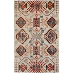 Weave & Wander Kezia Vintage Tribal Kazak White, Yellow, Red, Beige