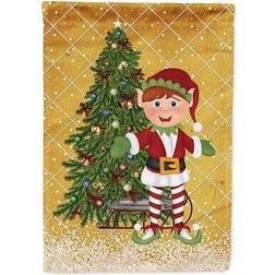 Caroline's Treasures SB3115GF Santas Elf Christmas Tree Flag Figurine