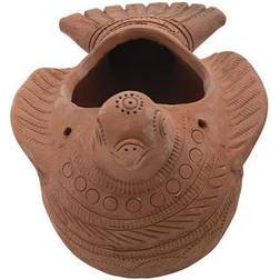 8" Terra Cotta Bird Planter with Engraved Designs Hello Honey