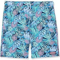 Vineyard Vines Boy's Piped Printed Chappy Swim Trunks - SeaTurtle Blue