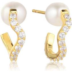 Sif Jakobs Ponza Creolo Medio Earrings - Gold/Transparent/Pearls