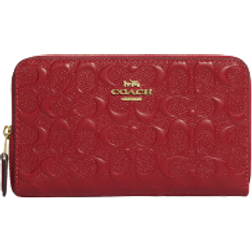 Coach Medium Id Zip In Signature - Gold/Red