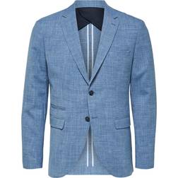 Selected Lightweight Linen Blend Blazer - Light Blue