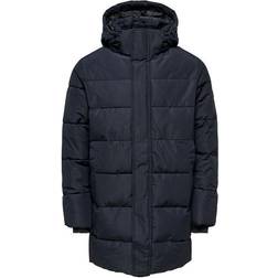 Only & Sons Carl Long Quilted Coat - Dark Navy