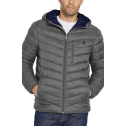 Izod Men's Hooded Puffer Jacket - Charcoal