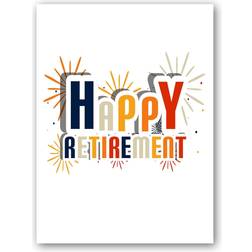 Large happy retirement greeting card and white envelope-blank inside-11.75"x9"