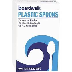 Boardwalk Mediumweight Polystyrene Cutlery, Teaspoon, White, PK100 PK