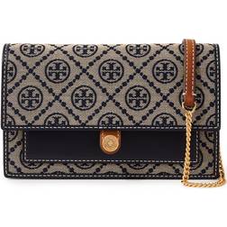 Tory Burch T Monogram Jacquard Chain Wallet - Navy