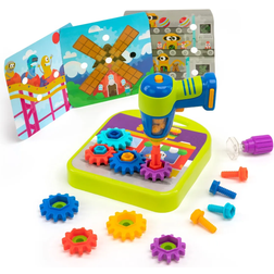 Learning Resources Design & Drill Zahnradwerkstatt, 55 Teile mit elektrischem Spielzeugbohrer, MINT-Spielzeug, für Jungen und Mädchen ab 3 Jahren