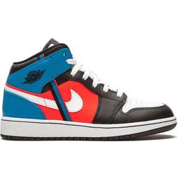 Nike Air Jordan 1 Mid GS - Black/White/Blue Orbit/Flash Crimson