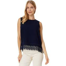 Vince Camuto Lace Hem Sleeveless Blouse - Classic Navy