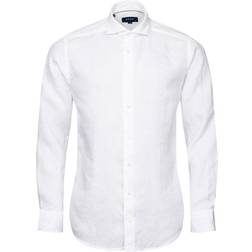 Eton Linen Shirt With Wide Spread Collar - White