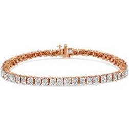 Haus of Brilliance Women's Rose Gold Over Sterling Silver Diamond Square Frame Miracleset Tennis Bracelet 7" in Rose Gold