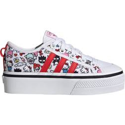 Adidas Junior Nizza Platform - Cloud White/Core Black/Vivid Red