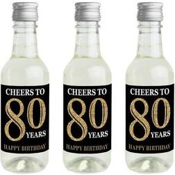 Adult 80th birthday gold mini wine bottle stickers party favor gift 16 ct